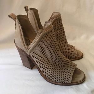 Vince Camuto Tan Peep-Toe Ankle Booties